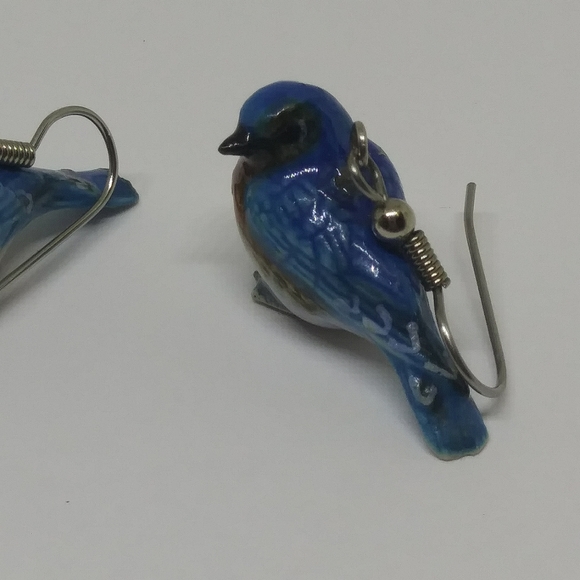 Porcelain Bird drop Earrings - Picture 4 of 8